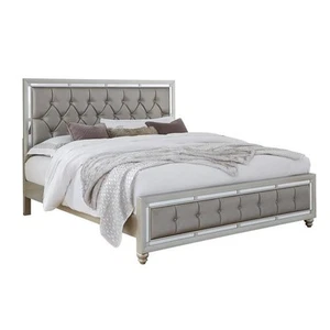 Riley Silver Tufted Upholstered Full Bed - Picture 1 of 4