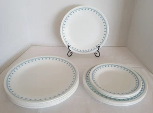 70s Vintage Corelle SNOWFLAKE BLUE Garland Set Dinner Salad Bread Plates 17 pce - Picture 1 of 3