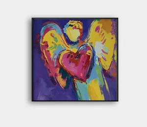 💖 Angel with Heart Giclée 🕊️ 24x24 Fine Art | COA | "Framed" by Peter Max V14 - Picture 1 of 8