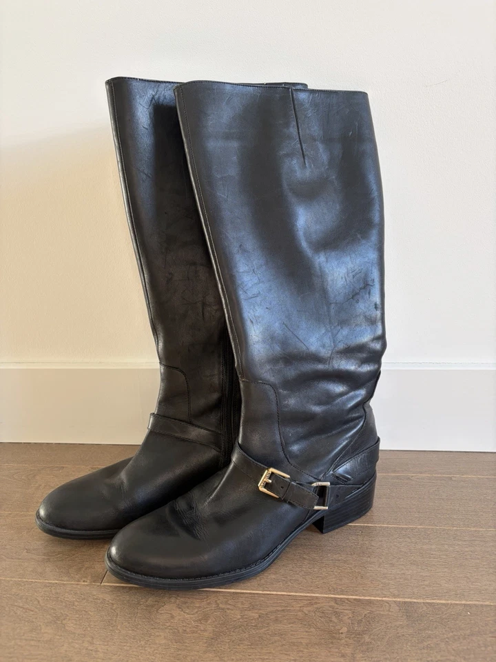 Botas de equitación Lauren Ralph Lauren Mila de cuero negro para mujer talla 9,5 ecuestres Foto 1 de 4