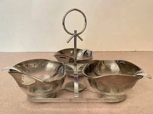 Vintage Metal and Glass Condiment Caddy - Picture 1 of 6