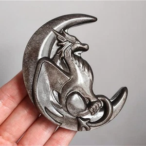 3.3" Natural silver obsidian dragon original Carving Reiki Crystal heal Gift 1pc - Foto 1 di 9