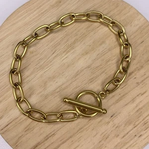Venta de muestra | Pulsera cadena palanca chapada en oro acero inoxidable impermeable - Imagen 1 de 6