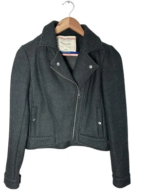 Chaqueta de motocicleta Anthropologie Cartonnier negra mezcla de lana con cremallera para mujer talla 2 corta Foto 1 de 4