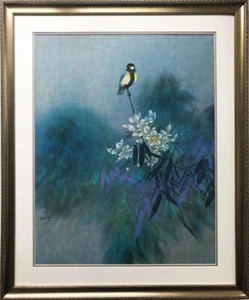 David Lee ""Encaramado"" Arte Asiático Personalizado Nuevo Floral Flor Pájaro Raro 1978 - Imagen 1 de 4