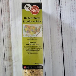 USA Map Dry Erase Peel & Stick 2'x3' Decals Wall Pops Dry Erase Marker GeoNova - Picture 1 of 7