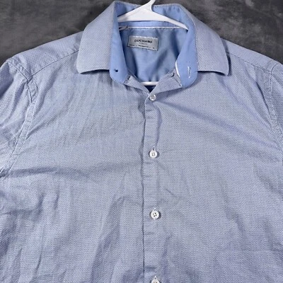 Camisa de Vestir Duchamp London Para Hombres 15.5 Mediana Azul Geométrica Ajuste A Medida L/S Foto 1 de 4