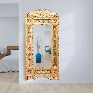 Beige Full length Floor frame for a mirror, Moroccan handpainted (no glass) - Picture 1 of 4