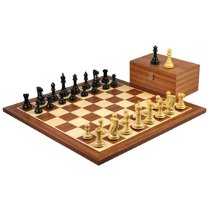 Mahogany Chess Set 21 Inch with Weighted Ebonised Morphy Series Professional Sta - Picture 1 of 10