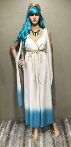 Womens NEW Size Small/Medium Athena Athens Greek Goddess Toga Costume w/New Wig