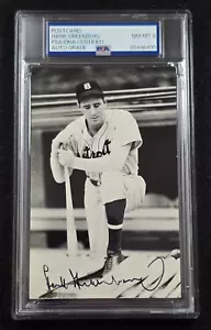 HANK GREENBERG Signed Real Photo Postcard-HOF-DETROIT TIGERS-PSA 8 Auto - Picture 1 of 4