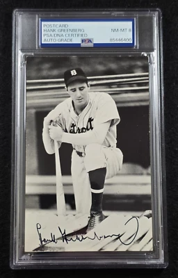 HANK GREENBERG Signed Real Photo Postcard-HOF-DETROIT TIGERS-PSA 8 Auto - Image 1 of 4