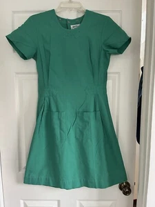 Vintage 1976 Angelica Green Nurses Gown Scrubs Polyester Cotton Stainless Blend - Picture 1 of 8