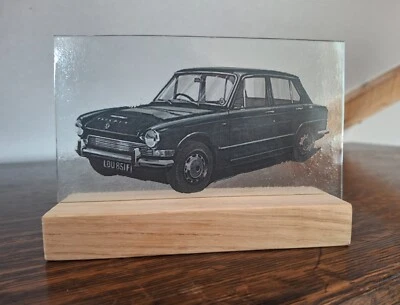 Triumph 1300 FWD stained glass car & display base other cars available - Image 1 of 3
