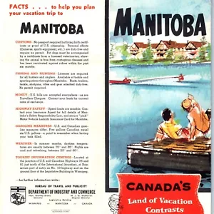 Folleto turístico de Manitoba, Canadá c1950 publicidad artística mapa Bulman Bros 8F - Imagen 1 de 5