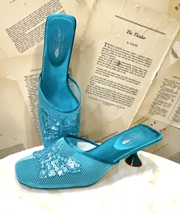 Free People X Jeffrey Campbell Daydream Butterfly Embellished Heel Aqua 10 NEW - Picture 1 of 12