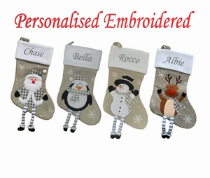 PERSONALISIERTER WEIHNACHTSSTRUMPF Deluxe Luxus Strümpfe WEIHNACHTSGESCHENK bestickt UK - Bild 1 von 5