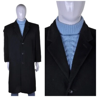 Abrigo de Lana Negro Cashmere Burton DE COLECCIÓN S 38R Trench Mac Chaqueta Crombie Mod Foto 1 de 4