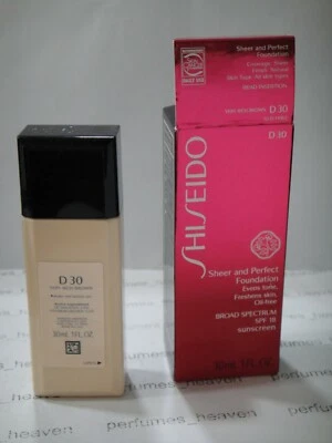 Shiseido Sheer & Perfect Foundation SPF18 D30 / D 30 Very Rich Brown 1 Oz / 30ML - Image 1 of 2