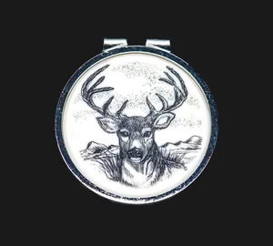 Deer Scrimshaw Round Spring Money Clip| F&F Inc. - Picture 1 of 3