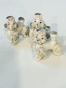 Vintage MCM White Spaghetti Poodles Set of 3 1950s Made in Japan Kitsch - Picture 1 of 5