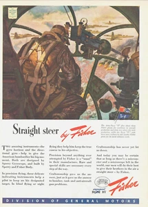 1943 WWII Körper von Fisher Bomber Kunst DRUCK ANZEIGE Bombardier Präzisionsbombardierung GM - Bild 1 von 1
