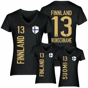 FanShirt FINNLAND Trikot Damen BLACK Druck Nummer Name Jersey WM EM FanShirts4u - Bild 1 von 13