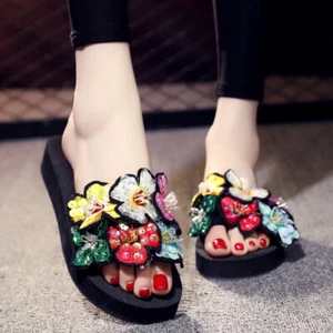 Women's Summer Slippers Flat-Heel Non-Slip Beach Shoes Lazy Sandals Slippers - Picture 1 of 12