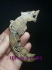 Chinese Jade Hand Carving Beast Dragon Pendant old decoration gift  collection