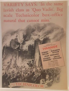 Ivanhoe 1952 Original Vintage Movie Trade Release Print Ad - Elizabeth Taylor - Picture 1 of 1
