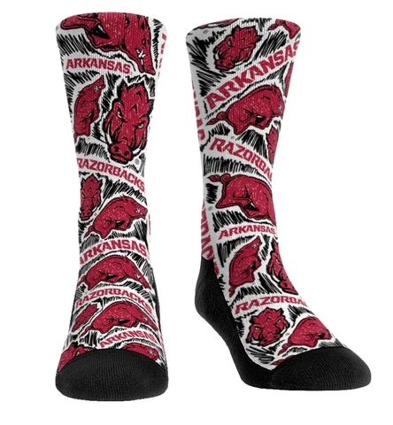 NCAA Rock 'Em Arkansas Razorbacks Socks Logo Gift S/M 6-8.5 Gift Cover