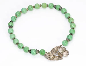 Collar chino vintage de cuentas de turquesa de plata de ley - Imagen 1 de 3