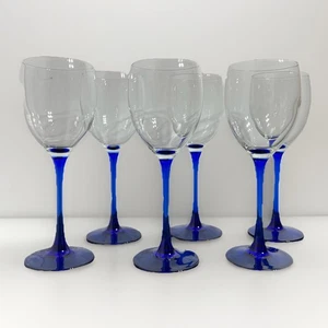 6 Weinkelche Neptun blau ausgestellter Stiel Luminarc Cristal D'Arque 7 3/4" - Bild 1 von 10
