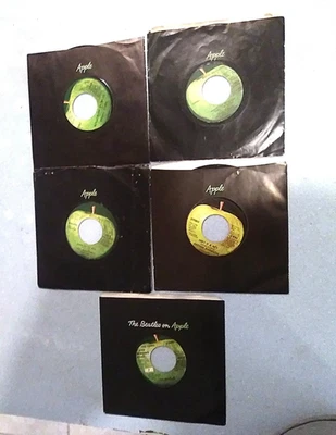 LOT 5 Beatles Lennon McCartney Ringo George 45 RPM RECORD ALL APPLE SLEEVE allVG - Image 1 of 4