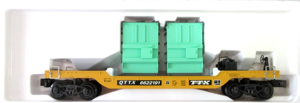 K-LINE K622-2191 TTX CLASSIC DEPRESSED CENTER FLAT CAR W/2 TRANSFORMERS - Image 1 of 3