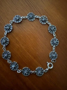 Beautiful New Spider On The Web Link Bracelet Sterling Silver 7” - Picture 1 of 3