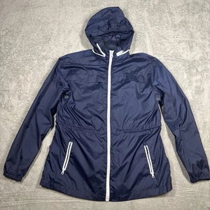 Old Navy Women’s Rain Jacket Navy Blue Windbreaker With Hood, Zip Pockets Sz XS - Picture 1 of 10