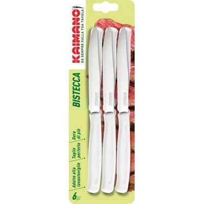 COLTELLO BISTECCA DINAMIK KAIMANO - MANICO PLT BIANCO/INOX CM 11,5 CF=PZ 6