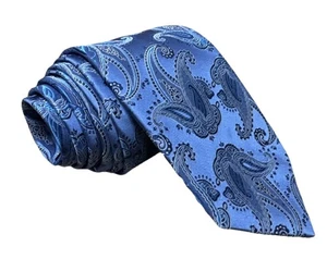 Robert Talbott erstklassige klassische handgenähte Paisley-Krawatte hergestellt in den USA rein blau - Bild 1 von 10