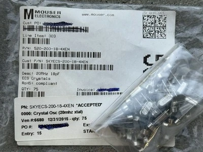 ECS-200-18-4XEN Crystals 20MHz 18pF 50ppm -40C +85C Pack Of 75 - Image 1 of 4