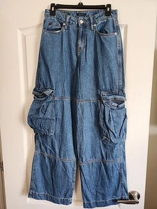 Damen Mid-Rise Cargo Baggy Wide Leg Utility Jeans Wild Fable Gr. 2/R - Bild 1 von 7