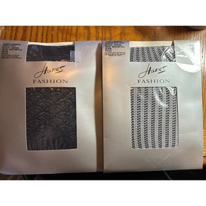 2 Pantimedias Hanes Negras Estampadas Medias Pergamino Pata de Gallo TALLA M/T C/D A100954 - Imagen 1 de 2