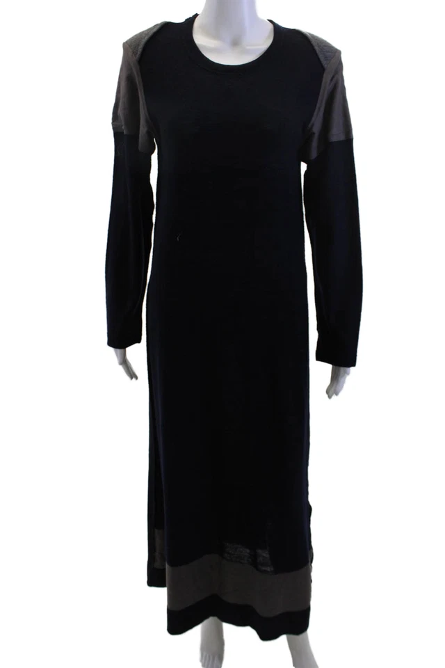 Maxi Vestido Suéter Comme Des Garcons Mujer Azul Oscuro Lana Manga Larga Talla M Foto 1 de 4