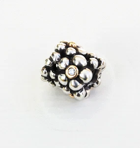 Genuine Pandora two tone Charm "Diamond Flowers" - 790317D - Picture 1 of 1