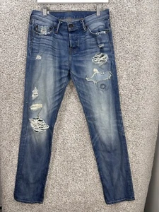 Jeans uomo Abercrombie & Fitch The Skinny invecchiato 30x32 blu bottoni mosca - Foto 1 di 10