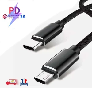 Câble USB Type-C vers Micro USB 3A PD 100W, Charge Rapide, Transfert de Données - Photo 1/7