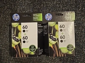 HP 60 Black Twin Pack Ink (CZ071FN) 2 Pack Exp OCT 2020 New Sealed(lot Of 2) - Picture 1 of 2