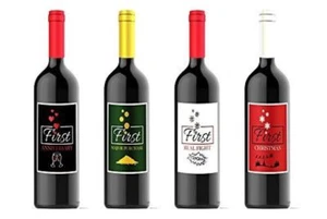 Etichette Bottiglia Vino Regalo Matrimonio Prima Vita Pietre miliari - Set di 4 - Foto 1 di 7
