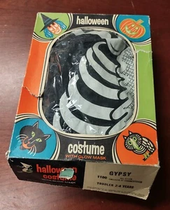 Vintage Halloween Costume Lot Inc Bland Charnas Gypsy Devil + Skelton Mask Box! - Picture 1 of 10