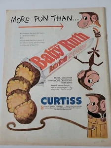 Curtiss Baby Ruth 1955 barra de caramelo más divertido barril monos de colección anuncio - Imagen 1 de 1